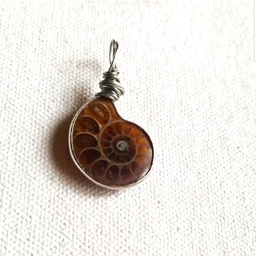 Ammonite fossil pendant